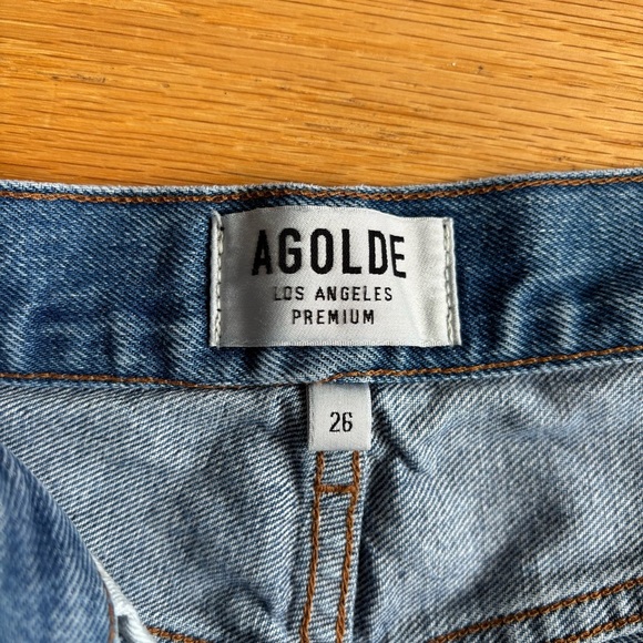Agolde Jamie High Rise Straight Distressed Denim Arrival Blue Ripped Jean EUC 26 - Picture 5 of 9
